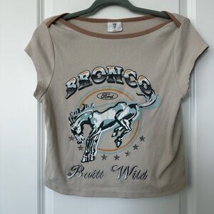 Ford Bronco Graphic Ribbed Short sleeve Crop Top T Shirt